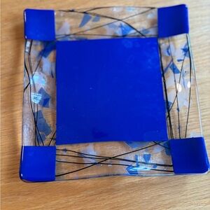 Fused Glass Square 8” Plate Wavy Sides